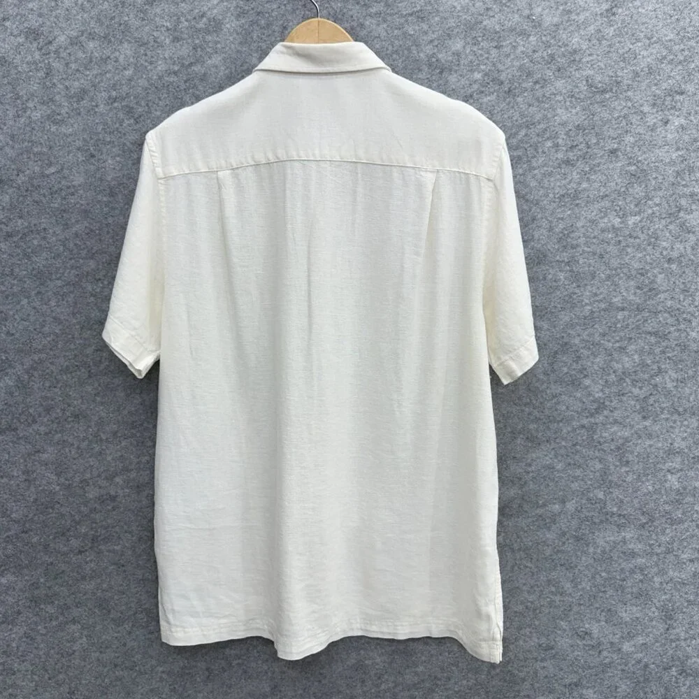 Scotch & Soda Men's Linen Blend Short Sleeve Woven Shirt Medium White, NEW - Picture 3 of 12